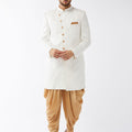 Men's White Silk Blend Sherwani Set
