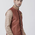 VASTRAMAY Men's Maroon Nehru Jacket