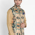 VASTRAMAY Men's Multicolor Silk Blend Ethnic Jacket