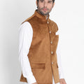 VASTRAMAY Men's Brown Velvet Ethnic Jacket