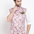 Men's Pink Digital Floral Printed Royal Nehru Jacket