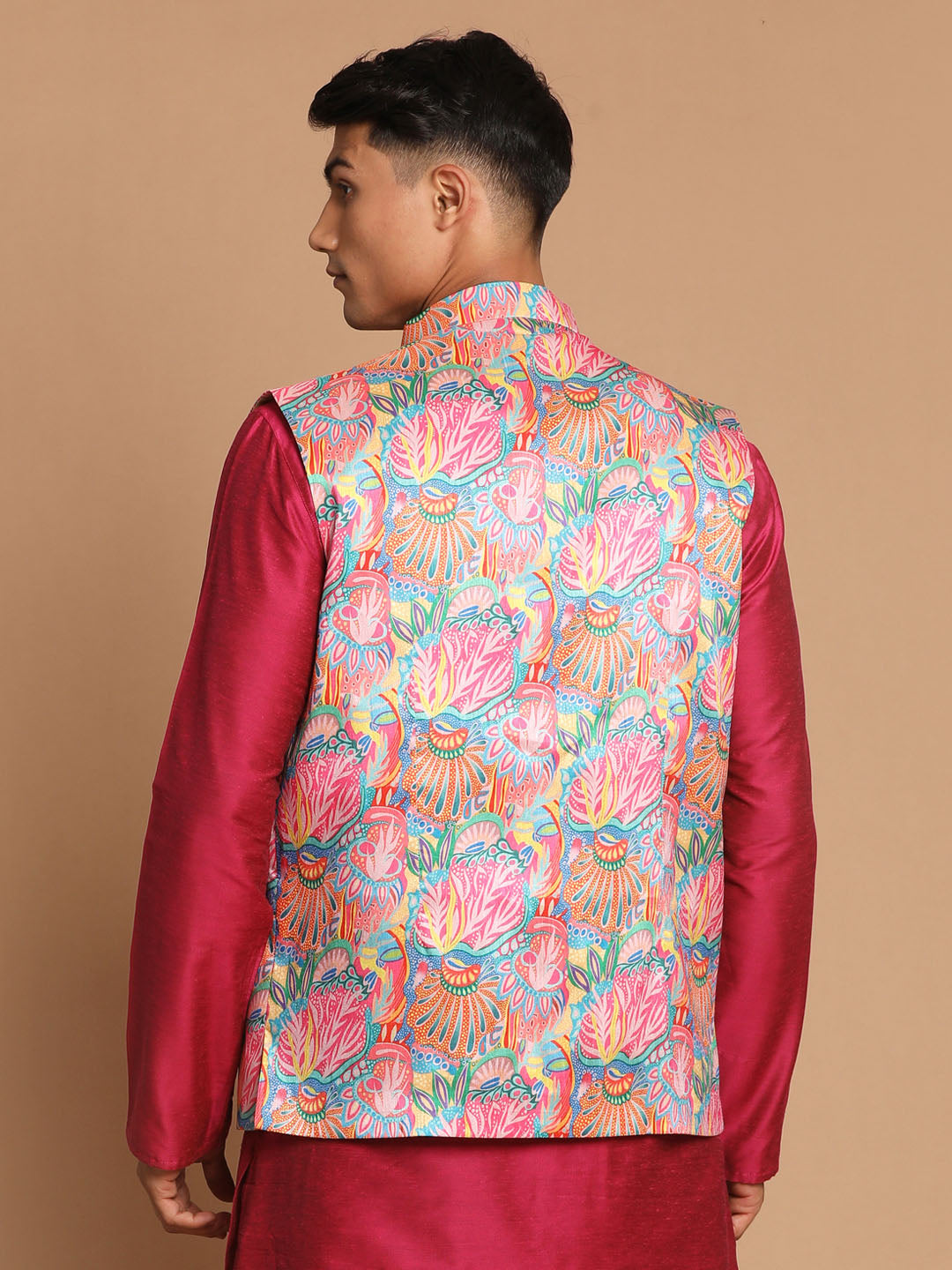 Men's Multi-Color Printed Nehru Jacket