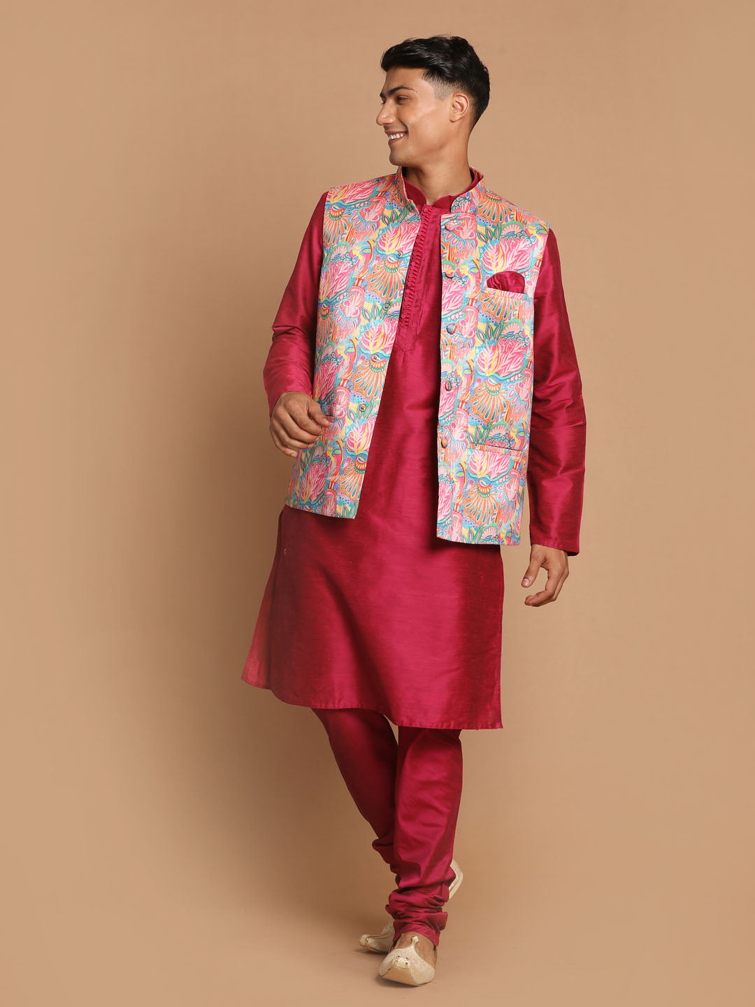 Men's Multi-Color Printed Nehru Jacket