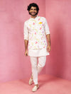 Men's Cream Silk Blend Nehru Jacket Kurta Pyjama Set