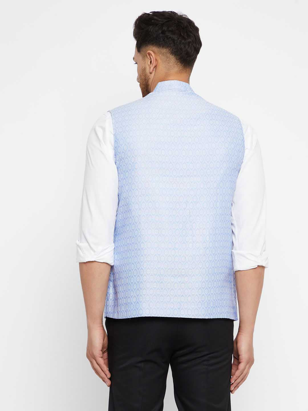 Men's Lavender Acquard Nehru Jacket