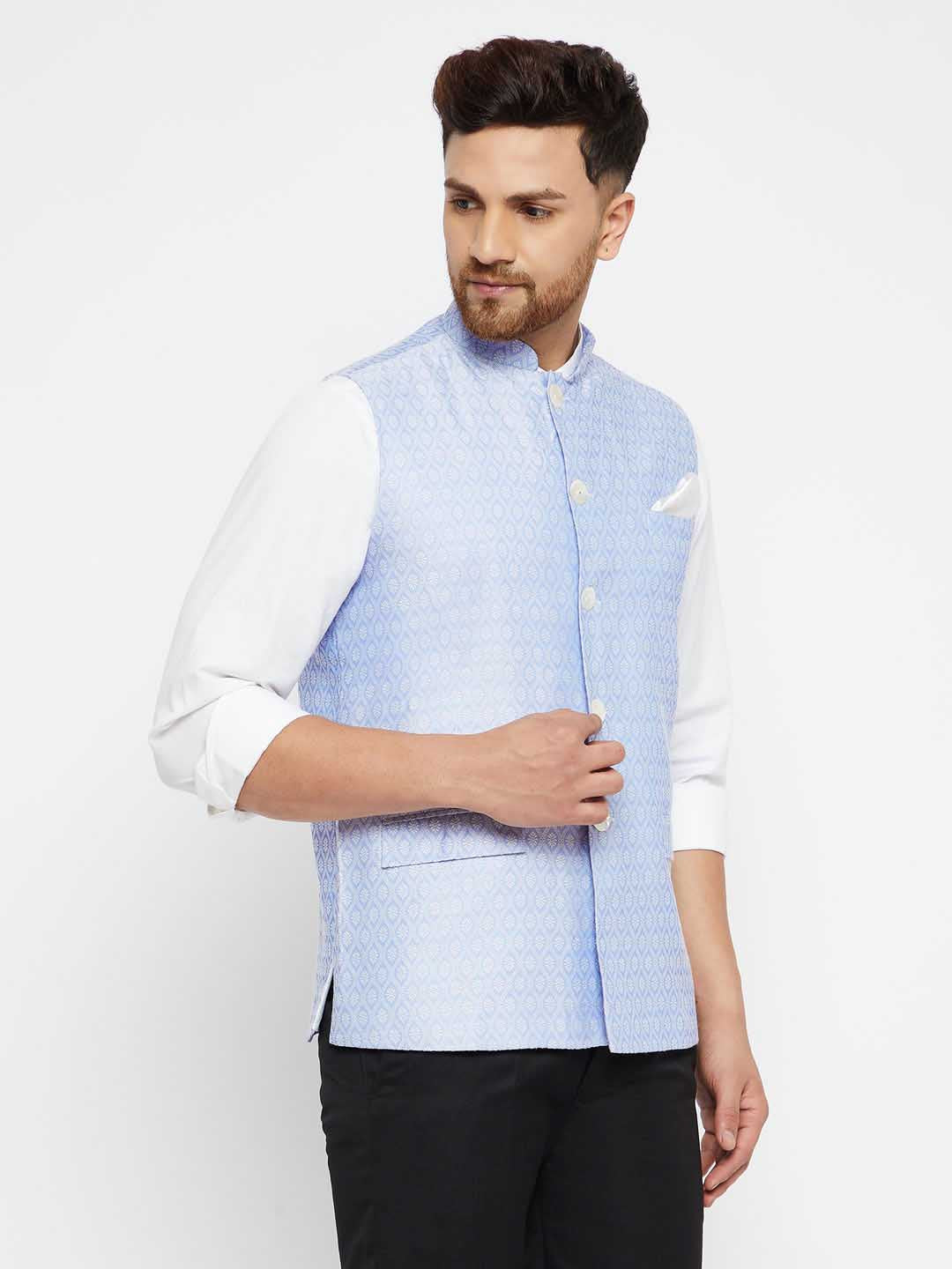 Men's Lavender Acquard Nehru Jacket