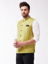 Men's Yellow Jacquard Nehru Jacket