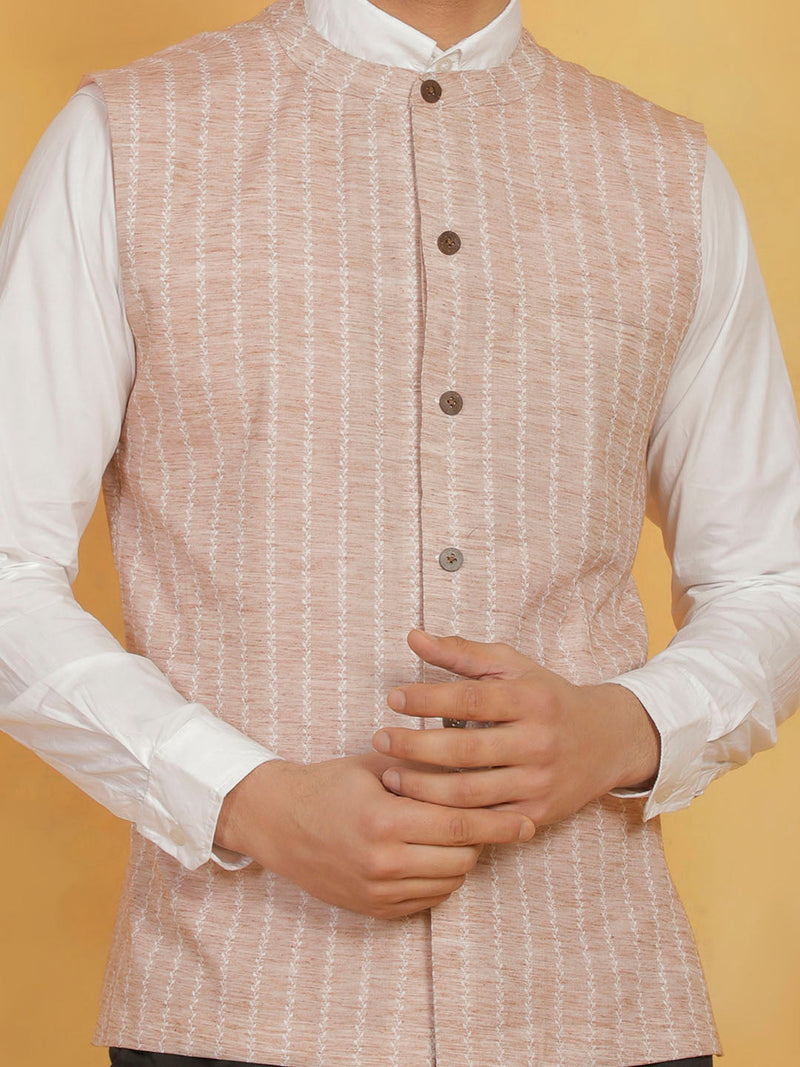 Men's Beige Cotton Nehru Jacket