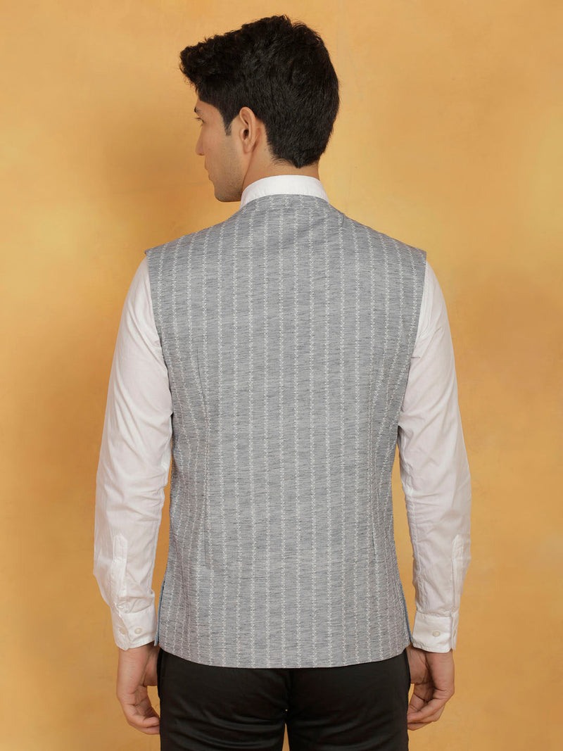 Men's Beige Cotton Nehru Jacket