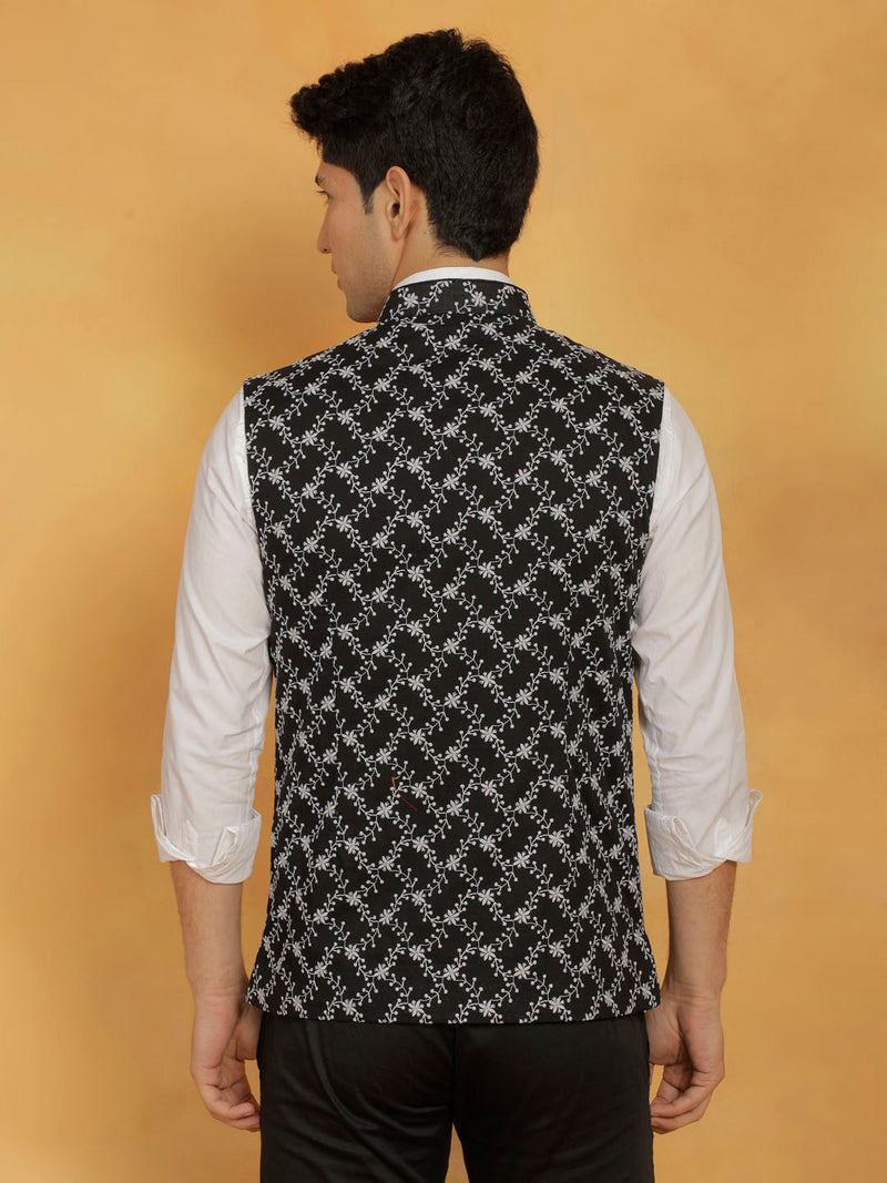 Men's Black Cotton Nehru Jacket