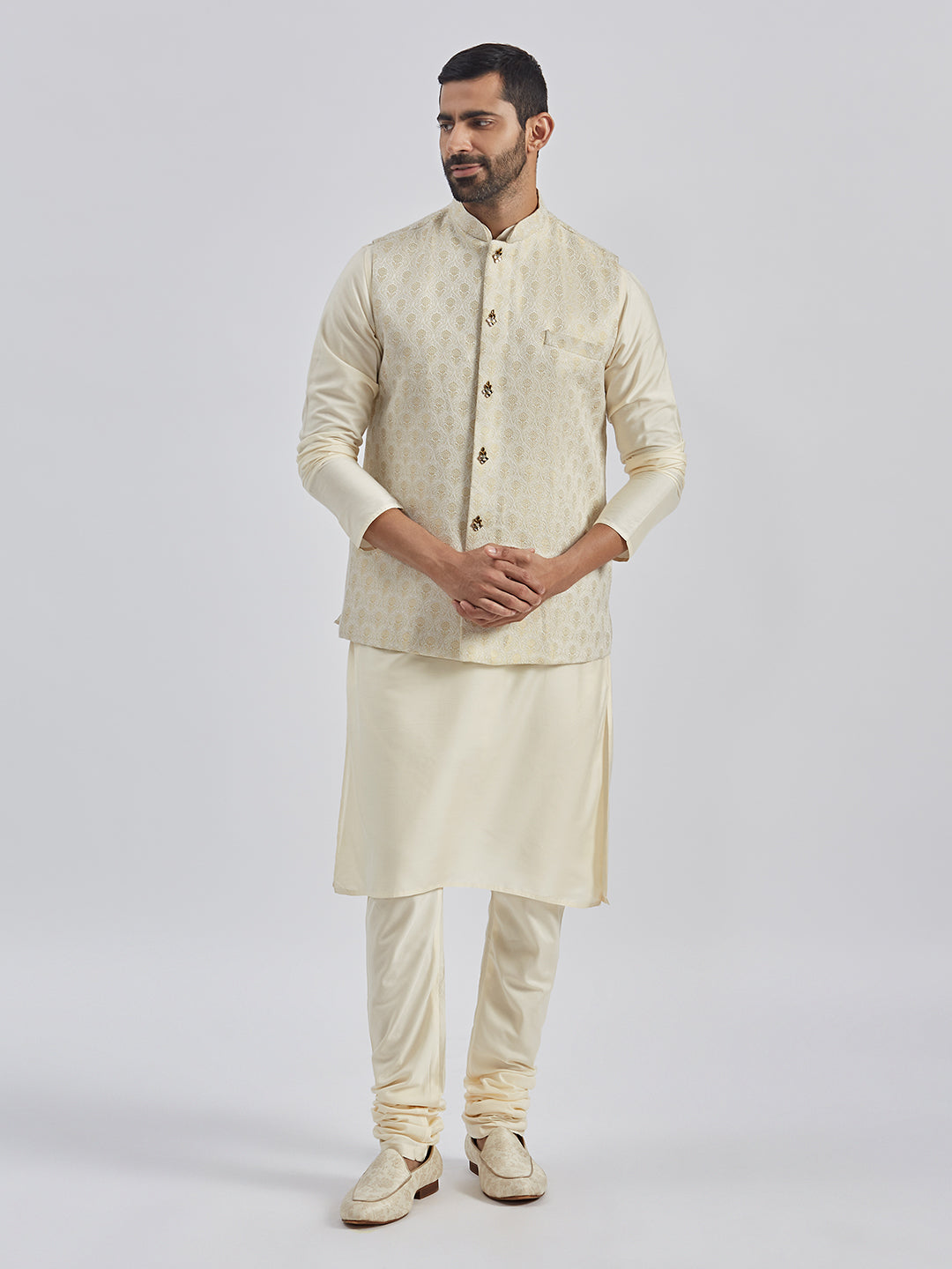 Men's Gold Viscose Nehru Jacket