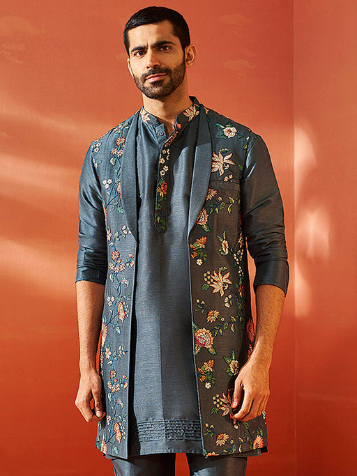 Men’S Grey Nehru Jacket