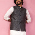 Men's Grey Imported Suiting Nehru Jacket