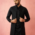 Men's Black Maharaja Jacquard Nehru Jacket