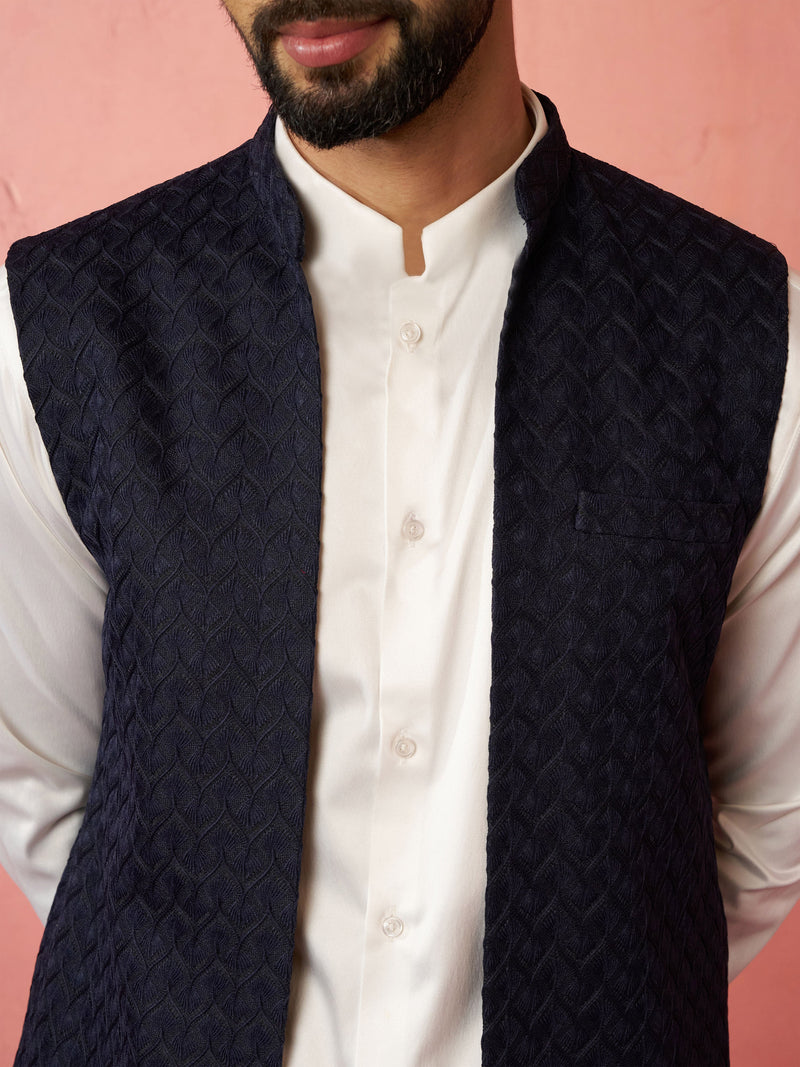 Men's Blue Lakhmini Jacquard Nehru Jacket