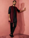Men's Wine Silk Nehru Jacket Kurta Set
