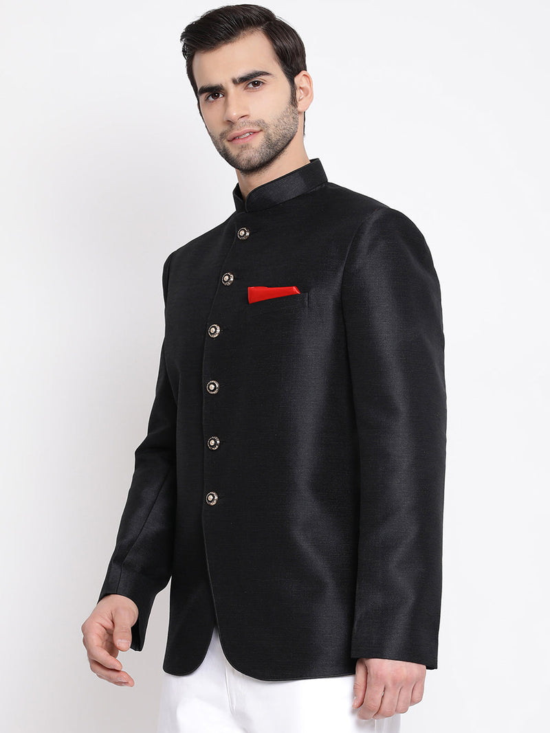 Men's Black Silk Blend Jodhpuri