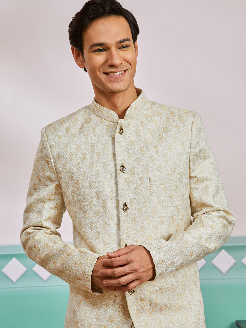 Men's Gold Silk Blend Jodhpuri