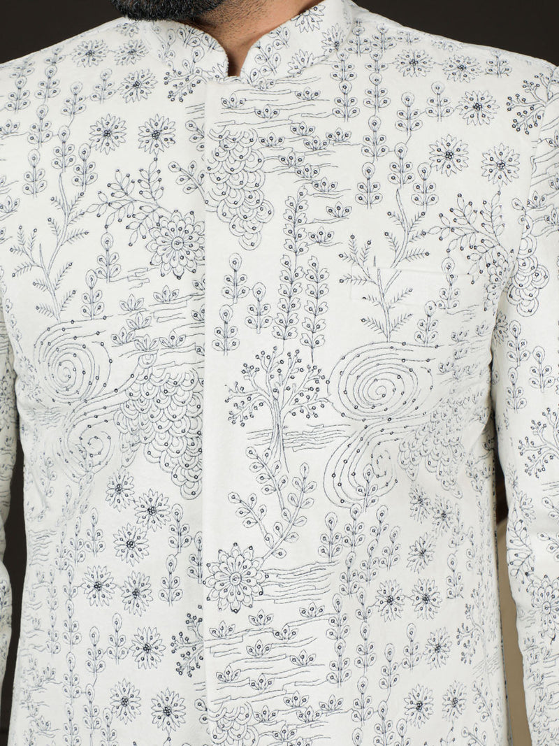 Men's Velvet Embroidered Sequined Bandhgala Jodhpuri