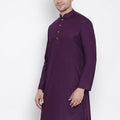 VASTRAMAY Men's Purple Cotton Kurta