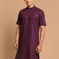 Men's Purple  Solid Kurta