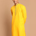 Men's Yellow Color Solid Kurta