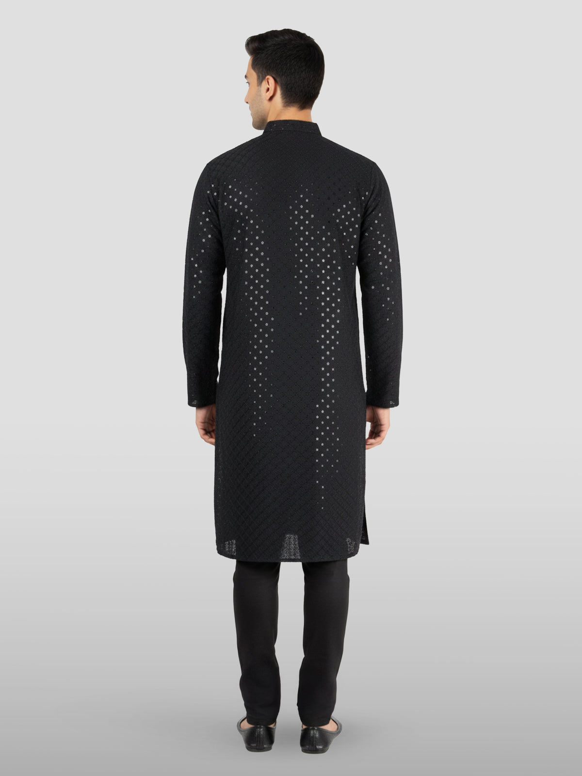 Men's Black Embroidered Kurta Set