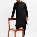 Men's Black Viscose Kurta Pyjama Set