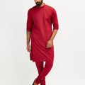 Men's Maroon Viscose Kurta Pyjama Set