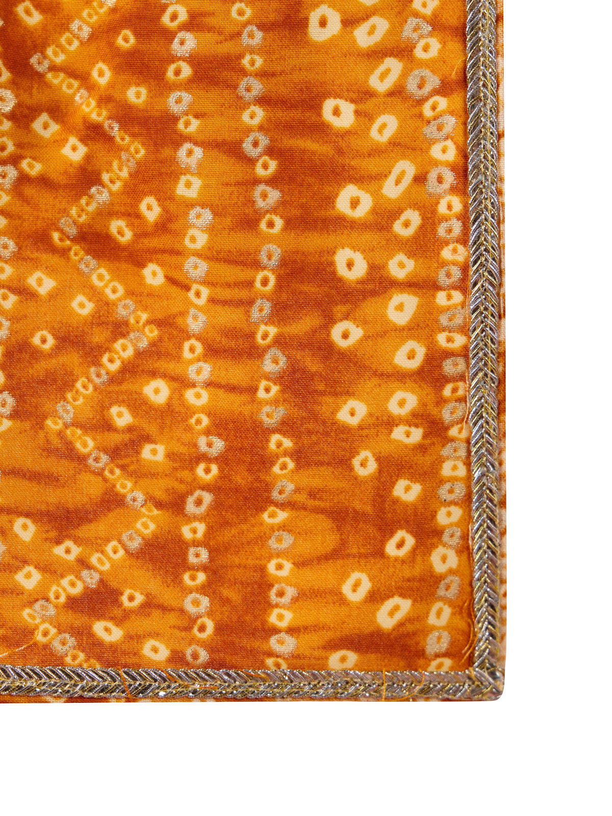 Mens Mustard Bandhani Kurta Set with Cream Pant and Dupatta