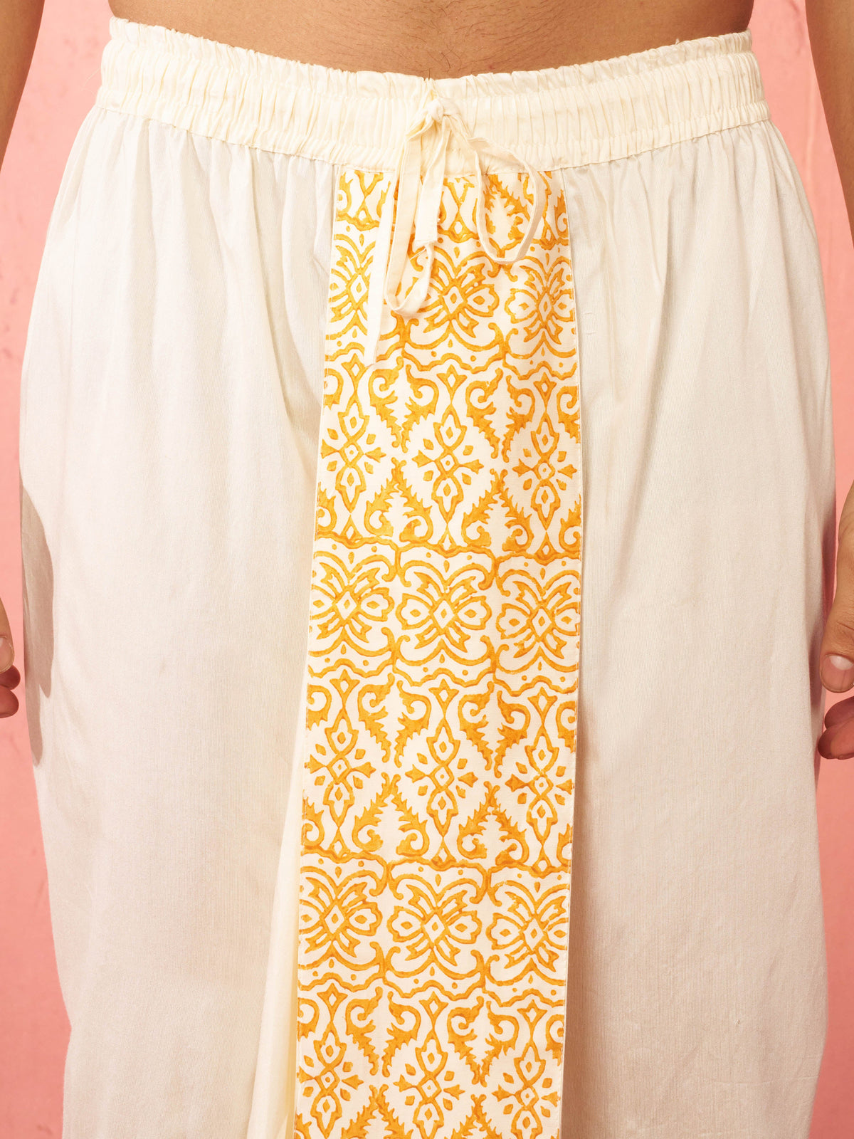 Mens Red Zardozi Kurta Cream Dhoti Set
