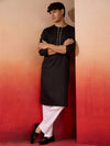 Men's Black Cotton Kurta White Pyjama Set