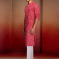 Men's Red Bandhani Kurta with Pyjama