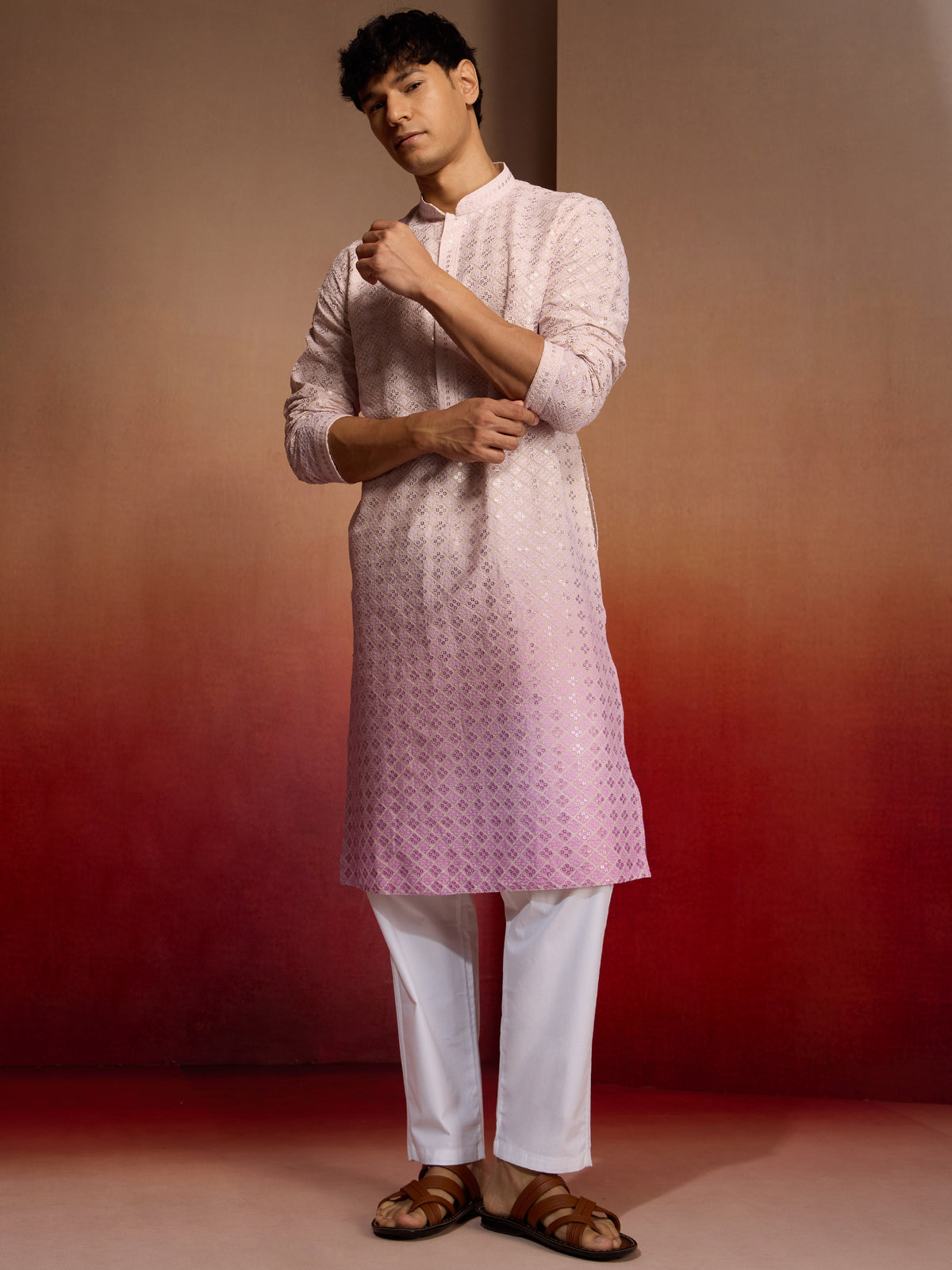 Men's Onion Ombre Long Kurta