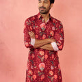 Men's Maroon Rayon Kurta
