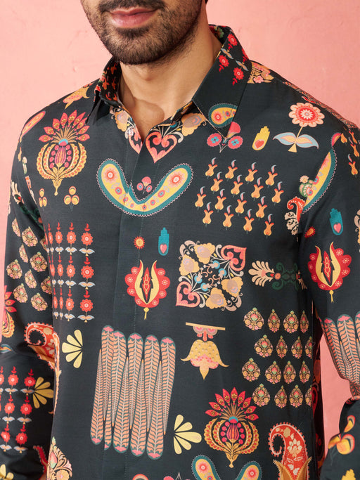 Men's Bottle Green Rayon Kurta