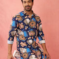 Men's Blue Rayon Kurta