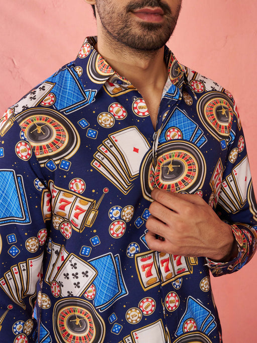 Men's Blue Rayon Kurta