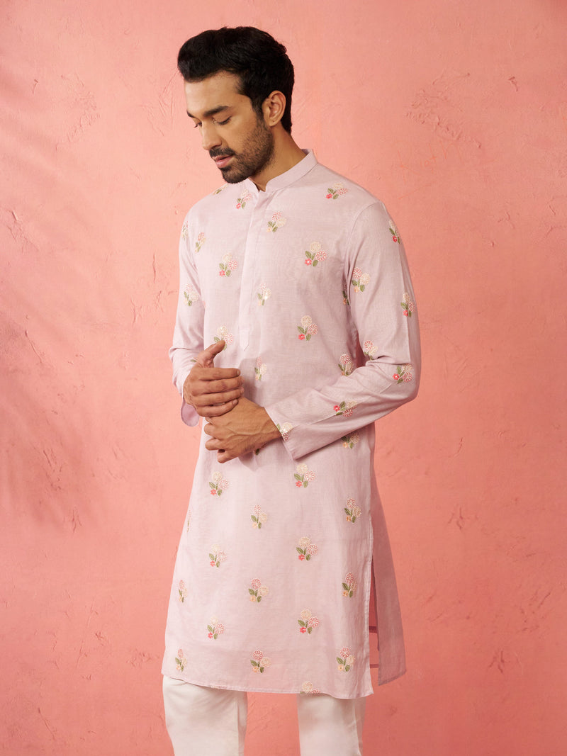 Men's Lavender Cotton Muslin Kurta