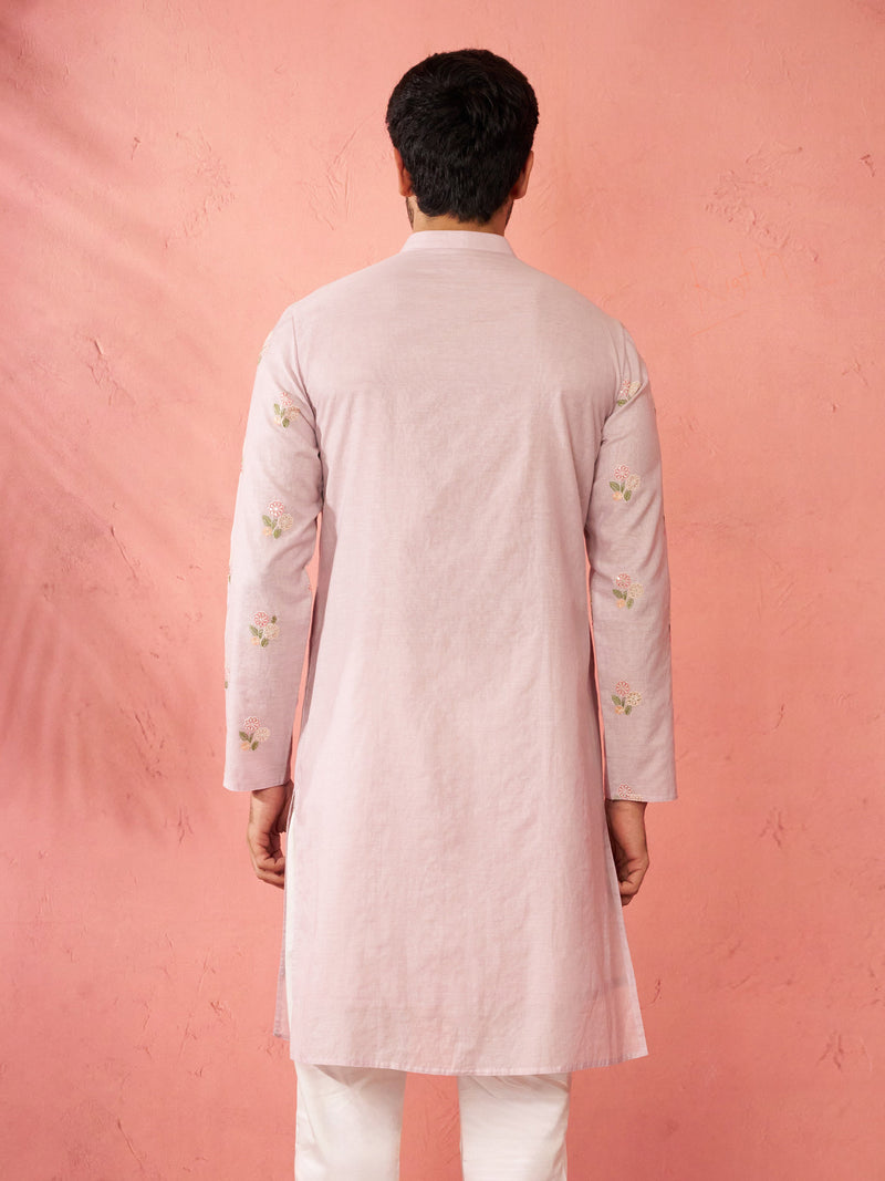 Men's Lavender Cotton Muslin Kurta