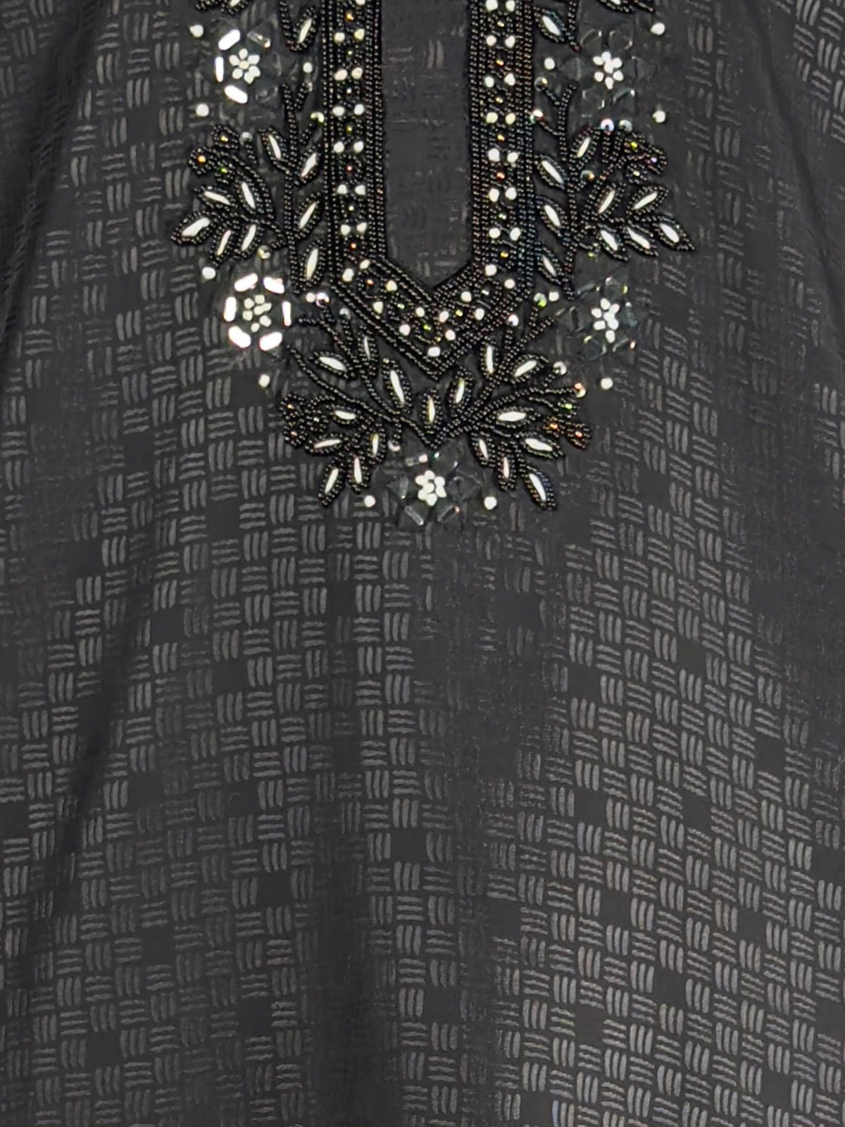 Men's Black Zudio Emboss Silk Kurta