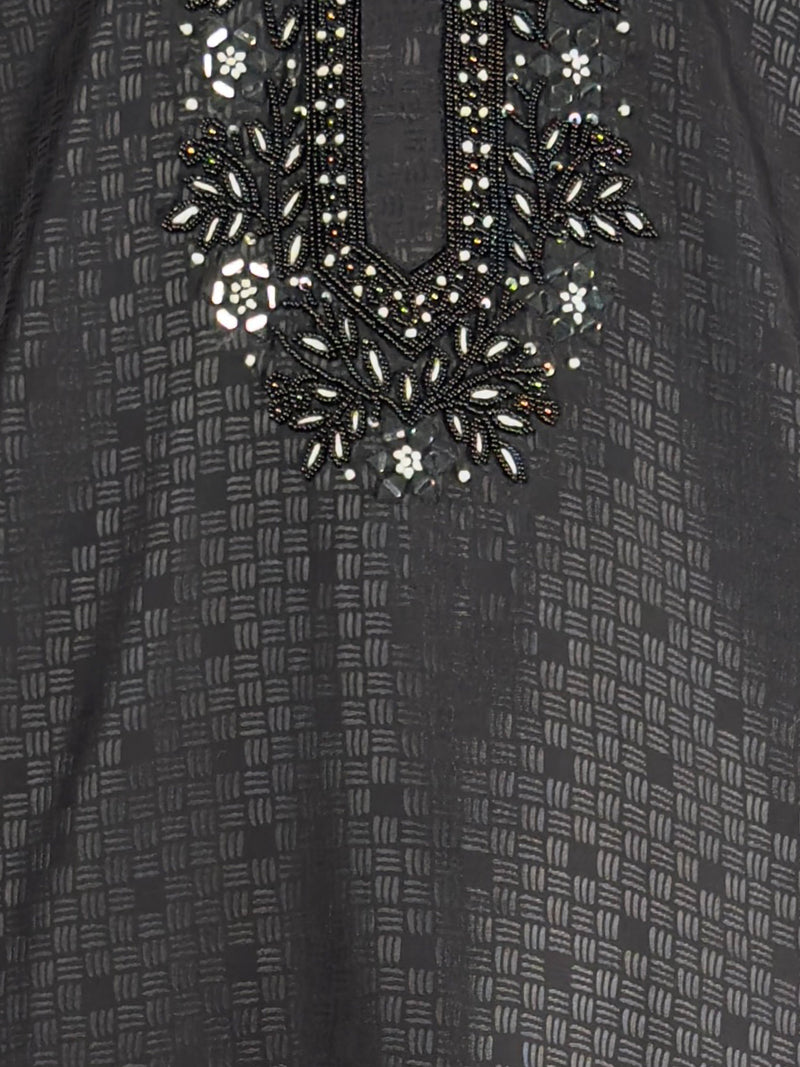 Men's Black Zudio Emboss Silk Kurta