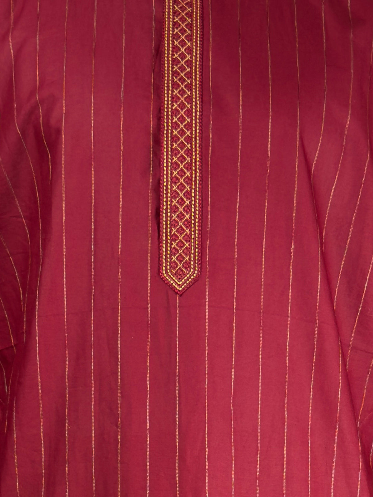 Men's Maroon Cotton Kurta
