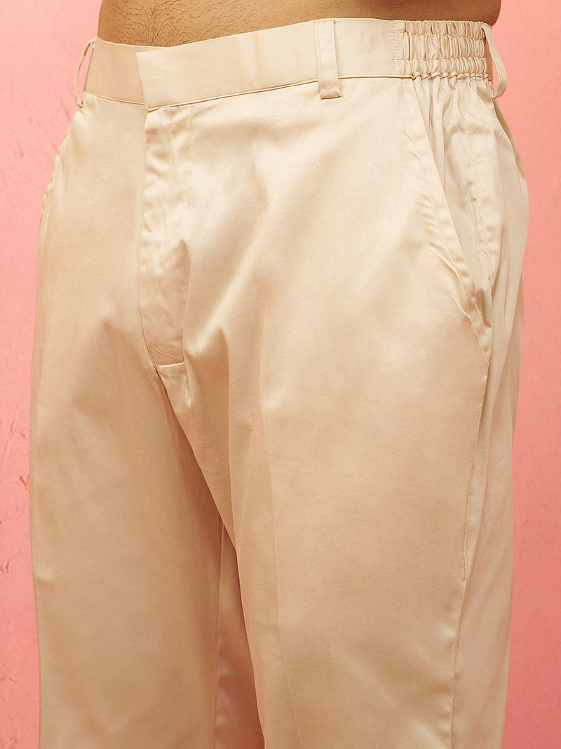 Men's Blue Digital Print Kurta with Cream Cotton Pyjama