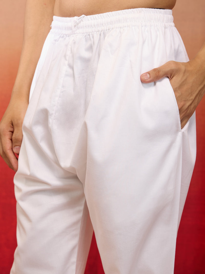 Men's White Cotton Millennium Aligarh Pyjama