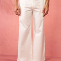 Men's Cream Fine Satin Palazzo Pants