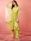 Women's Mint Green Silk Anarkali Kurta Set