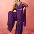 Women's Purple Cotton Kurta Sharara Set