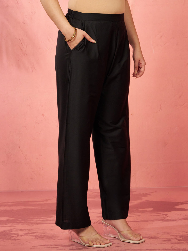 Women's Black Viscose Palazzo Pants