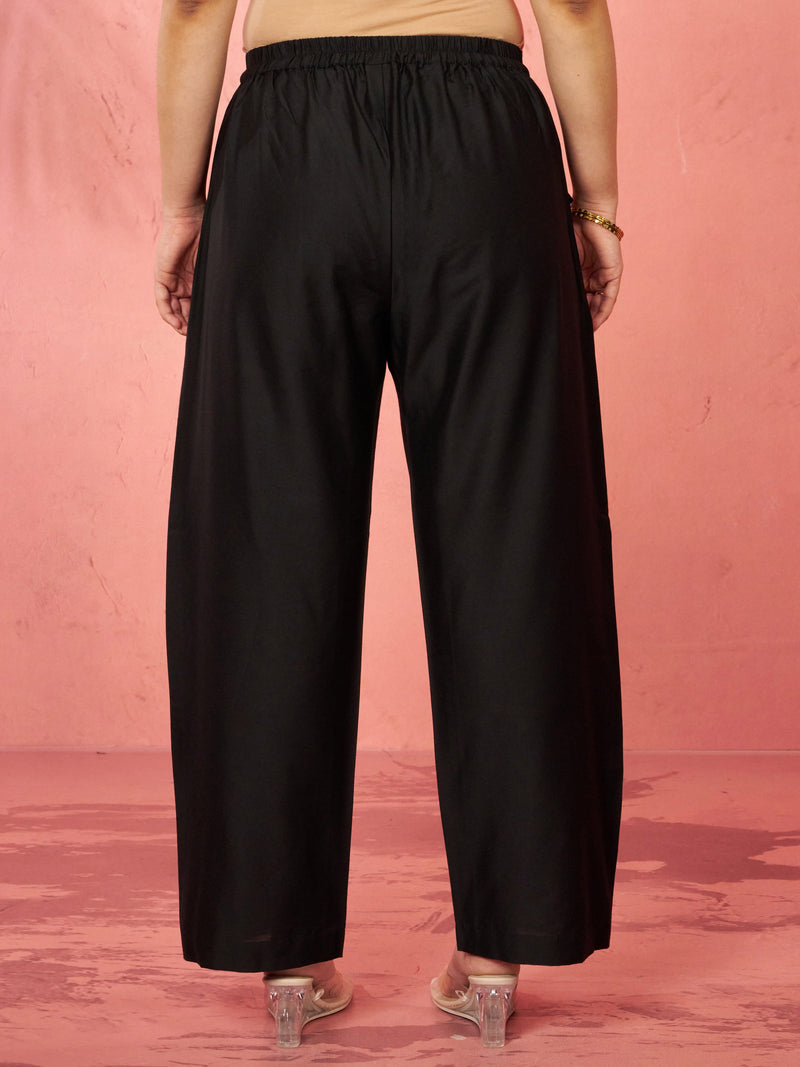 Women's Black Viscose Palazzo Pants